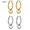 Серьги обруча Uelf 2024 Summer Heart for Women Girl Sexy Fashion Madeny Jewelry Gift Party Свадебная пилотаж Mujer