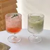 Verres à vin rétro vertical en verre rayé gobelet transparent tasse rouge whisky cocktail de cuisine d'été café dinkware cadeau forwedding