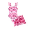 Pieces novas garotas One Piece Swimsuit e Praia Esqui Pink Mermaid Print Girl Summer Swimsuit Childrens Swimsuit H240508