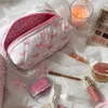 أكياس مستحضرات التجميل Mirosie Bow Bag Cosmetic Bage Pink Flower Makeup Products Skincare Products Perfect Gift Gift Travel Washage Bag Cosmetic Bag D240425