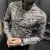 Camisas casuais masculinas camisa de homem com estampa impressa para homens dot floral preto na colarinho de algodão social roupas coreanas eu