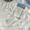 Chaussettes de femmes coton ins sports relaxation ventilate concepteur automne hiver kawaii harajuku blanc couleurs de bonbons joint mignon