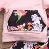 Roupas Conjuntos 2024 PudCoco 2pcs bebês casual com capuz Floral Set nascido meninas com capuz tops de calças roupas de cama