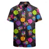 Herren lässige Hemden Sommer Holiday Lapel Camisa Frucht 3D -Druck Harajuku Hawaiian Fashion Unisex Kleidung Strand Kurzarm Blusen Tops