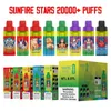 Sunfire dtl 20000 bocanadas grandes desechables e cigarrillo e cigarrillo 30 ml recargable cigs electrónicos 20mg 35mg irritar la garganta vape ben bufón 20k 15k kit de cachimba belgio tailandia