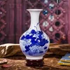 Vases chinois Bleu blanc Porcelaine Vase Base Ornements Ornements Home Livingroom Desktop Figurines Craft El Office Feuille de meuble Décoration