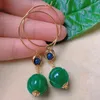 Boucles d'oreilles en peluche verte ronde HETIAN JADE LAPIS LAZULI Perles Gold ANNIVERSAIRE ADOLES BRIDAL