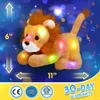 27cm filled lion pillow LED lights up music animal cute soft glow brown lion plush toy baby hoodie decoration girl gift 240424