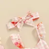 Платья девочки Tregren Little Girls Summer Set милые рукава для полетов A-Line кружевные украшенные простые каминовые платья с цветочной повязкой, подходящей для малышей и Babiesl2405