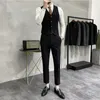 Jacket Vestbroeken High-End Brand Boutique Fashion Solid Color Mens Casual Business Suit 3-Piece Set Bruidegom trouwjurk 240507