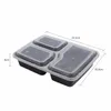 Lugares de lancheira de plástico descartáveis descartáveis Preparação de comida de comida 3 recipientes para microondas Home Q240507
