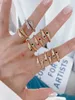 Anelli a grappolo 10pcs Designer minimalista Giorri Gold Plactato Zircone Stone Mini Ring Regolabile Ring Women Valentine Regalo per lei