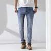 Mäns jeans designer lyxkvalitet vår/sommarmens jeans smala passform av high end elastiska mångsidiga 3d små raka benbyxor alla säsonger xp4k