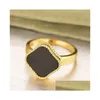Band Rings Fashion Classic Lucky 4/Four Clover 3 anel colorido Mãe da Pearl 18K Gold Plated Ladies and Girls Dia dos Namorados Mothe Otebn