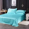 Satin Bedlaheet Madrass Cover Faux Silk Flat Sheet Pudow Case Set Bedstred Bedding Full Queen King Size For Bedroom Home Decor 240426