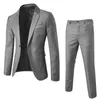 Trajes para hombres Blazers para hombre Mens Classic 2 piezas de chaquetas y pantalones adecuados para fiestas de bodas de negocios Pioneros de manga larga de alta calidad Soft Q240507