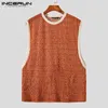 MEN TANK TOPS PATCHWORK MESH الشفافة الدانتيل الشارع الشارع O-Deceless Sets Sexy Fashion Men Clothing S-5XL INCERUN 7 240425