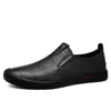 Casual skor äkta läder män loafers bekväma mäns körlägenheter man krokodilmönster manliga mockasiner