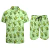 Męskie dresy green żaby miłośnicy Zestawy Zestawy dla zwierząt swobodne spodenki koszulki plażowe Set Summer Funny Printed Suit Krótkie rękawie