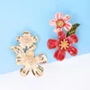 Boucles d'oreilles en peluche Juran Juran Colorful Flower Stum Metal Alloy Drop Emate Email Bijoux pour les femmes Girls 2024 Tendance