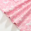 Kız Elbiseleri Atlama Metre 2-7 Yaşındaki Kız Elbise Çiçek Tavşan Baskı Kartı Doğum Günü Çocuk Giyim Kısa Kollu Frogl240508