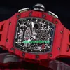 RM Luxury Watches Mechanical Watch Mills Мужская серия RM 53-01 Polo Limited Tourbillon Full Hollow 44.50 x 49,94 Ручной RM11-03 Red Magic STTX