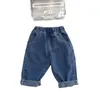 Milancel Babybroek Solid Kids Jeans Casual Boys Denim Pants Soft Girls Fashion Trousers 240430