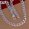 Pendant Necklaces Fashion Women Men 10MM Flat Chain Noble Sideways Silver Plated Necklace Wedding Jewelry High Quality N005
