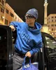 Y2K 편지 인쇄 블루 후드 티 남자 옷 커플 3D 탑 스웨트 셔츠 고스 스트리트웨어 트랙 슈트 여성 의류 대형 까마귀 240506