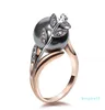 Trendy Roségold Farbring Big Grey Pearl Women Blatt Trendy Schmucktropfen Anillos Aneis Bagues Femme Statement Jewe8178222