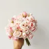 Decoratieve bloemen Kleine Rose Bouquet Silk Flower voor thuis tafel Decoratie Fake Wedding Spring Summer Party Decor
