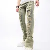 Jeans masculin mode trous vintage mascules hop slim jeans pantalon mâle strtwear déchiré de jogging décontracté solide pantalon denim y240507