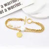 Bracelet en acier inoxydable 316l bijoux haut de gamme 2 couches de forme de boucle de forme perle reine avatar charmes bracelet à chaîne épaisse pour les femmes