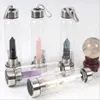 Natural Quartz Gemstone Glass Water tumbler Direct sport Drinking Cup Crystal Obelisk Healing Wand Bottle with Rope 238N