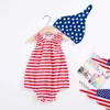 Rompers 4 juillet Baby Rompers Budge Boys Boys Stripe Crew Cou Nou Sans manches Bodys Constitution d'été avec plaquette d'impression étoilée H240508