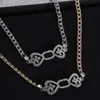 Designer Marchio Necklace Doppia lettere ritaglio Simmetrico Set di cristallo Rhinestone Necklace Collana da donna Collana Ottimo Gioielli in ottone