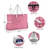 Fashion Women Large Capacity Bohemian Shoulder Bag Houndstooth Print Beach Bag Leisure Cotton Rope Handbag Drop 240428