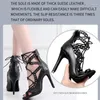 Танцевальная туфли женщина черная лостота латинские пинетки зашнуруют кожа