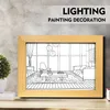 Bordslampor Dekorativ LED -ljus Målning USB Plug Dimning Wall Artwork Lamp gåva inomhus solljus fönster trä PO natt lysande