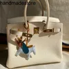 Platin -Tasche 25/30 Handtasche Französisch Original Togo Milkshake weiße Handtasche Frauen handgefertigtes echtes Leder