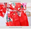 Pyjama's meisjes pyjama's kimonos trouwjurken feestjes bloemen baby pyjama's bloemen bad handdoeken nieuwe mode nachtspel zijden satijn bad handdoekl2405