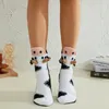 Frauen Socken Weihnachtsmänner Winterstrick warm warm 3D Neuheit Tiere Wide Mund Crew Kleidung Accessoire