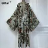 Summer Kimono Beach Wear Women 2024 Africa Dress Bikini Cover Up Cardigan Boho Print Coat Abayas Dubai Luxury Muslim