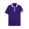 Erkek Tişörtler İlkbahar/Yaz Koreli Golf Erkekleri Yeni Kontrastpolo yaka baskılı kısa kollu gündelik sporlar yarım fermuarlı tişört üst J240506
