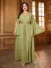 Robes de taille plus toléen femmes maxi maxi moutarde décontractée-jaune mousseline draping robe femme élégante en V Broidé