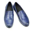 Casual Shoes Elegant Handmade Sying High Quality Luxury Loafers Men Retro Daily Wear Blue Comfotable Custom Leather