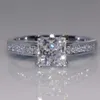Princess Cut 0 6ct Lab Diamond Ring Real 925 Sterling Silver Engagement Band de bandes de mariage pour femmes Bijoux de fête de charme nuptiale 252Q