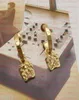 Boucles d'oreilles créatrices de mode V Letter Banshee Head 18K Gold plaqué femme VE11 Charm4483766