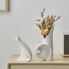 Vases Abstract Vase en céramique pour fleurs séchées Office décorations de maison mignon décor décoratif de fleur de fleur ornement artisanat