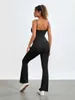 Combinaisons pour femmes Rompères Femmes décontractées sans coulé longue combinaison ajustée Solide noire sans arrière sans dos classiques décontractés Camisole Club BodySuit Streetwear D240507